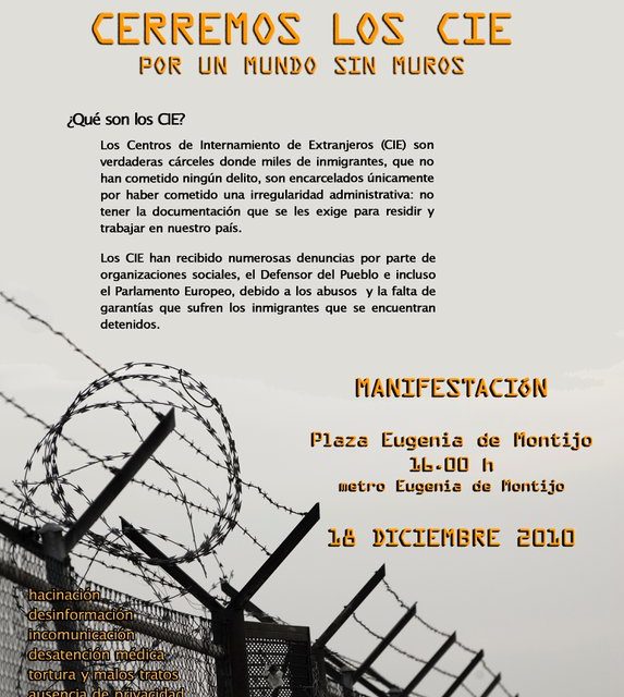 18 dic: Madrid exige el cierre de los centros de internamiento para extranjeros