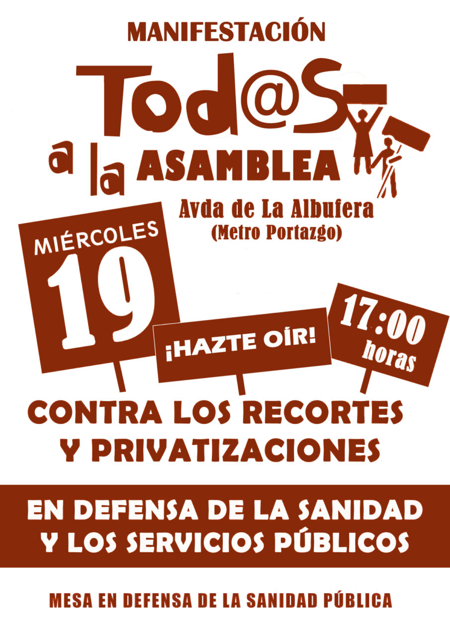 19 dic a las 17h: manifestación contra los presupuestos de los recortes y las privatizaciones