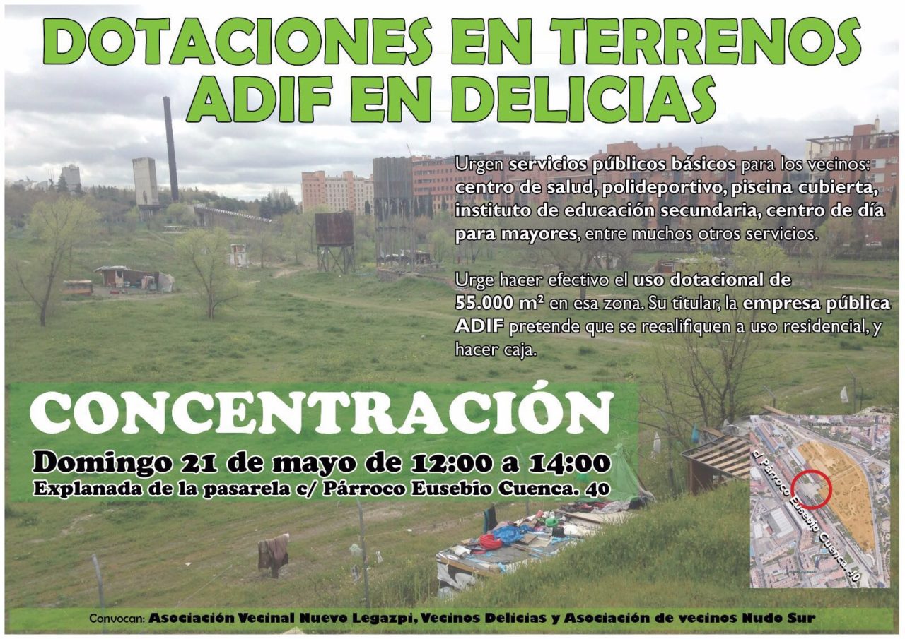 Nueva manifestación para exigir el uso dotacional de los terrenos abandonados de Adif en Delicias
