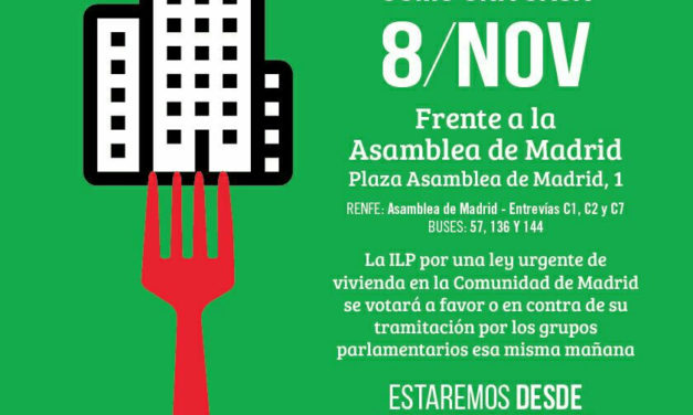 La Asamblea de Madrid lleva al pleno del 8 de noviembre la ILP por el derecho a la vivienda