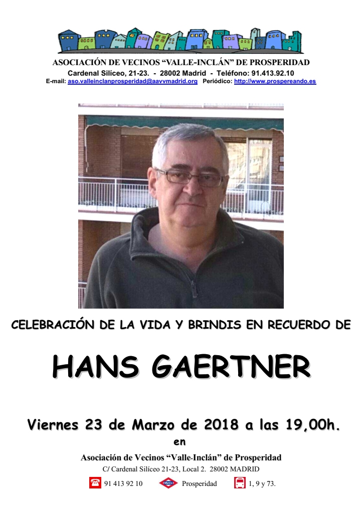 Cartel Homenaje en recuerdo de Hans Gaertner