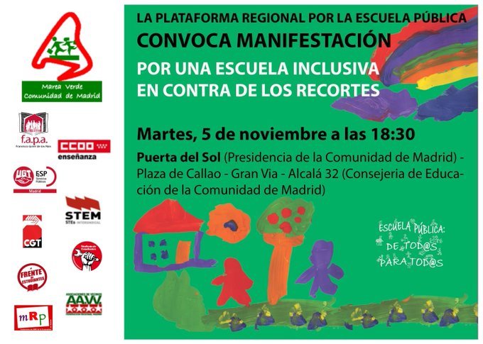 La FRAVM llama a manifestarse contra los recortes educativos en atención a la diversidad