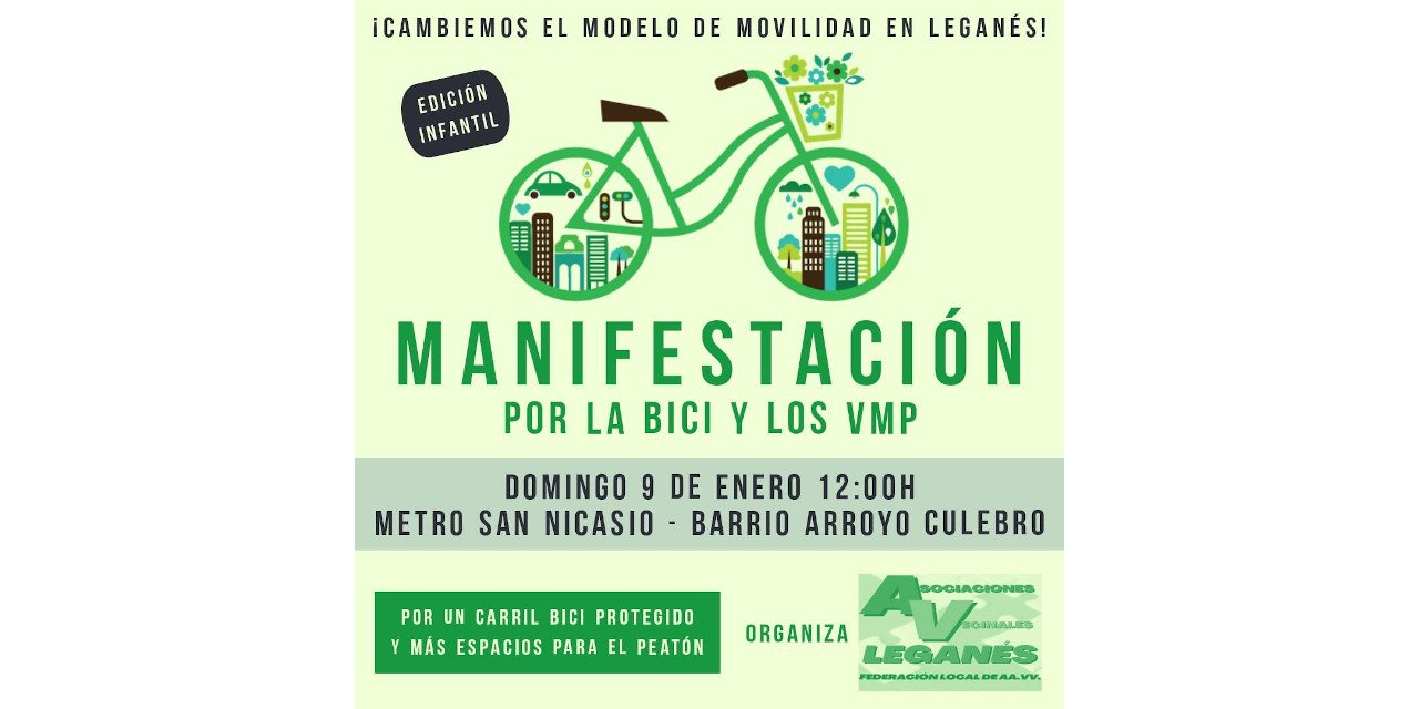 Nueva marcha ciclista en Leganés para reclamar carriles bici seguros, separados y protegidos