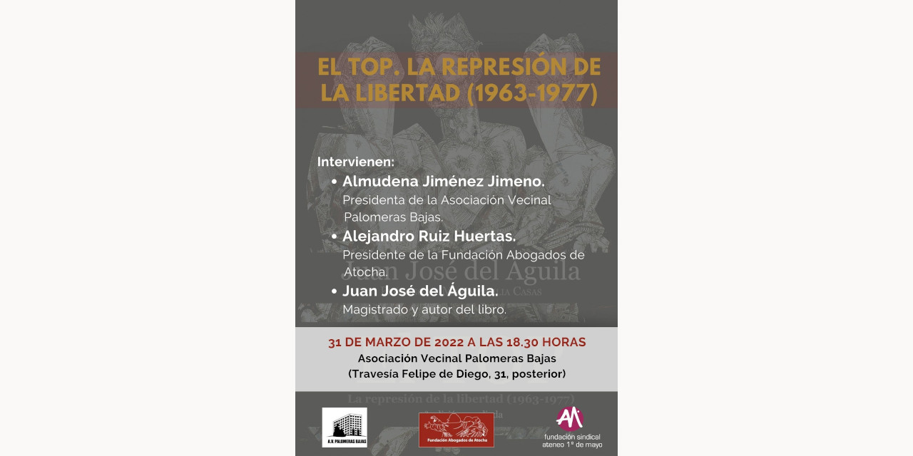 Palomeras Bajas acoge la presentación de un libro sobre el Tribunal de Orden Público franquista