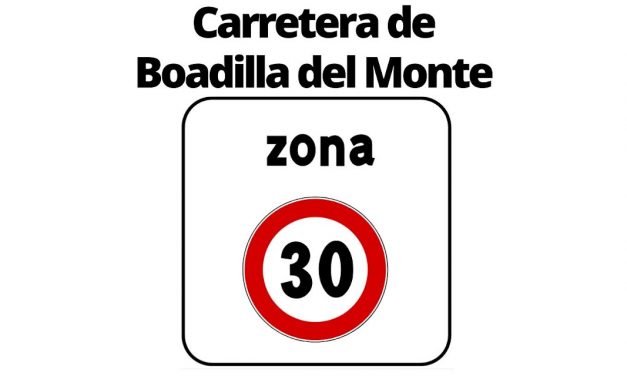 Campamento sale a calle para exigir al Ayuntamiento que vele por el cumplimiento de los 30 km/h en la carretera de Boadilla