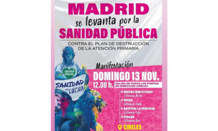 La FRAVM anima a la ciudadanía a manifestarse el domingo 13 de noviembre en defensa de la sanidad pública madrileña