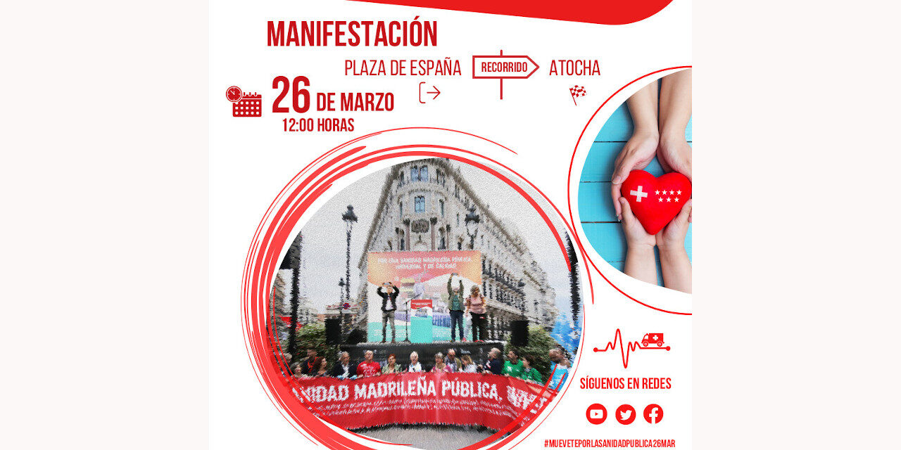 26-M: no faltes a la nueva gran movilización en defensa del sistema sanitario público madrileño