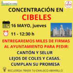 Concentración en Cibeles para presentar miles de firmas a favor de la reubicación del megacantón de Montecarmelo
