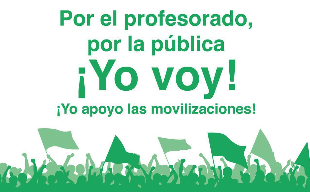 Cartel de apoyo a las movilizaciones del profesorado madrileño