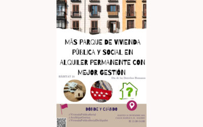 Concentración ante la Agencia de la Vivienda Social para exigir más vivienda pública en alquiler en el Día de los Derechos Humanos