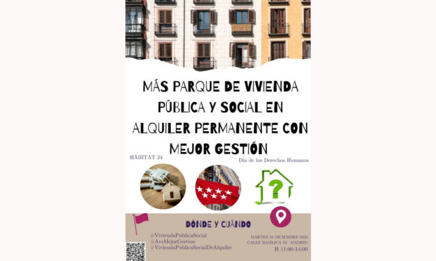 Concentración ante la Agencia de la Vivienda Social para exigir más vivienda pública en alquiler en el Día de los Derechos Humanos