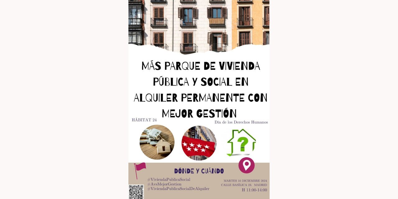 Concentración ante la Agencia de la Vivienda Social para exigir más vivienda pública en alquiler en el Día de los Derechos Humanos