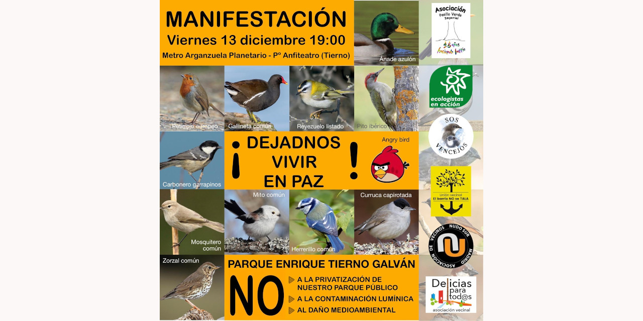 Nueva manifestación contra el daño medioambiental de los eventos en el parque Enrique Tierno Galván