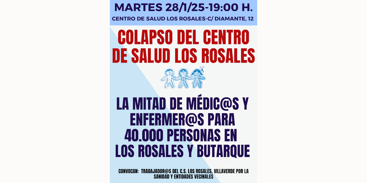 Concentración para frenar el colapso del Centro de Salud Los Rosales de Villaverde, que se queda sin médicos